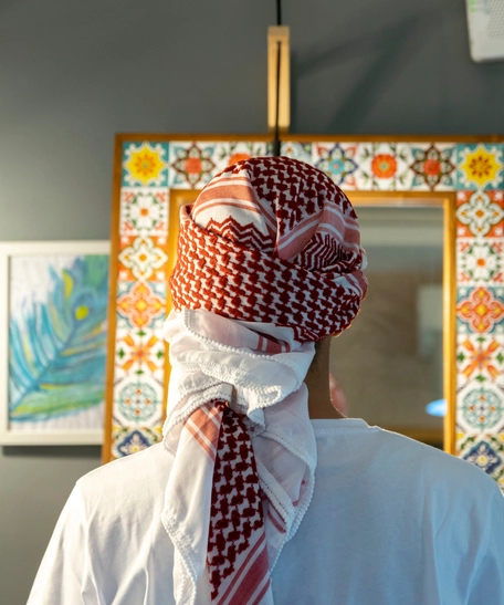 Jordanian Shemagh Designed in the Shape of a Cap - Tied Firmly