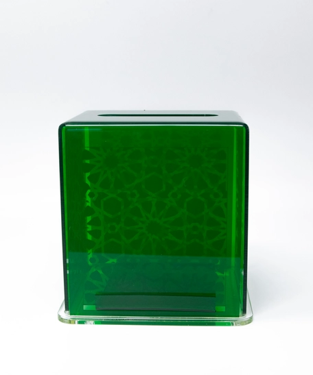 Small Size Acrylic Tissue Box - Available in Two Colors - Green