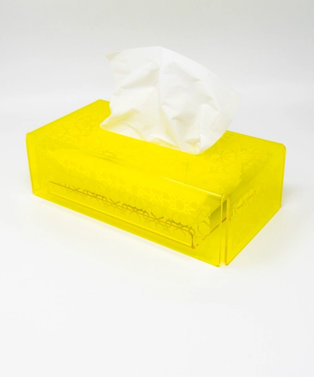 Large Plastic Tissue Box Rectangular- Available in Several Colors  - Yellow