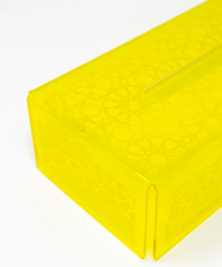 Large Plastic Tissue Box Rectangular- Available in Several Colors  - Yellow