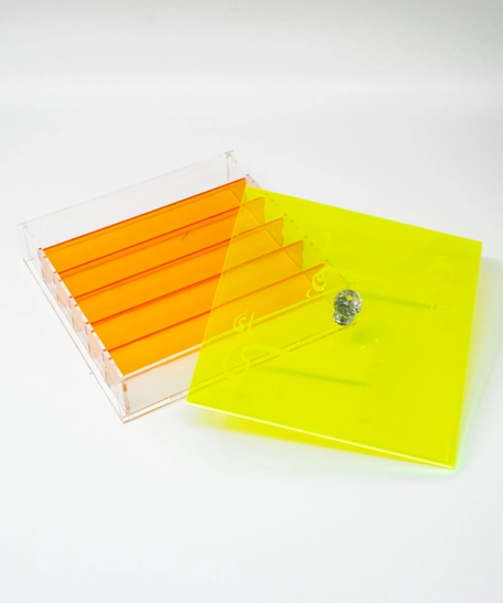 Transparent Yellow Acrylic Food Box - Decorated with Arabic Calligraphy 