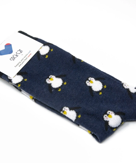 Cute Penguins Socks - Stylish & Comfortable Navy Blue Socks  - For Women