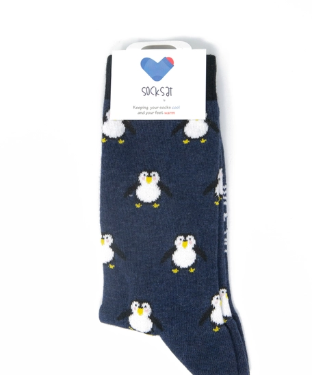 Cute Penguins Socks - Stylish & Comfortable Navy Blue Socks  - For Women