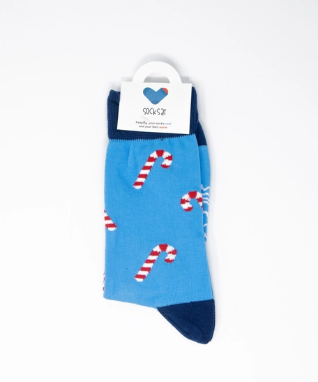 Unisex Candy Cane Socks Baby Blue 