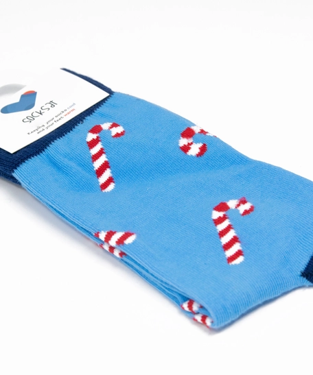 Unisex Candy Cane Socks Baby Blue 