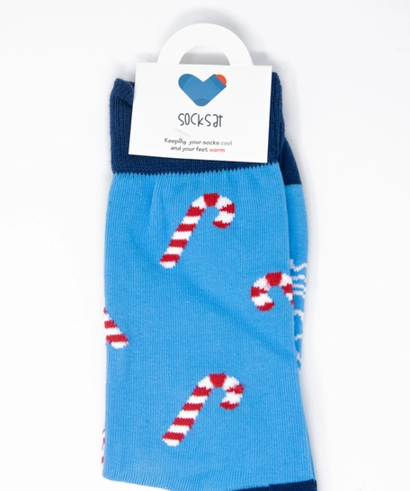 Unisex Candy Cane Socks Baby Blue 