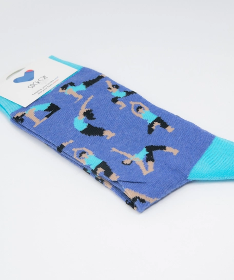 Yoga Poses Socks - Blue Socks for Women 