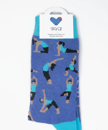 Yoga Poses Socks - Blue Socks for Women 