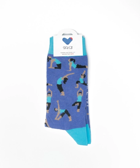 Yoga Poses Socks - Blue Socks for Women 