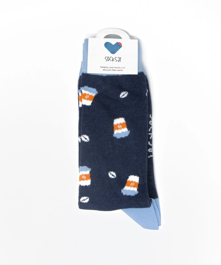  Coffee Cups Socks - Navy Blue Socks with Coffee Cup Drawings - For Men