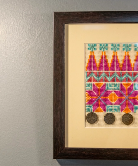 Handmade Wooden Decorative Small Wall Frame with Hand Embroidery Design