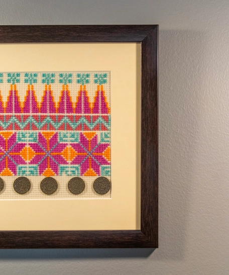 Handmade Wooden Decorative Small Wall Frame with Hand Embroidery Design