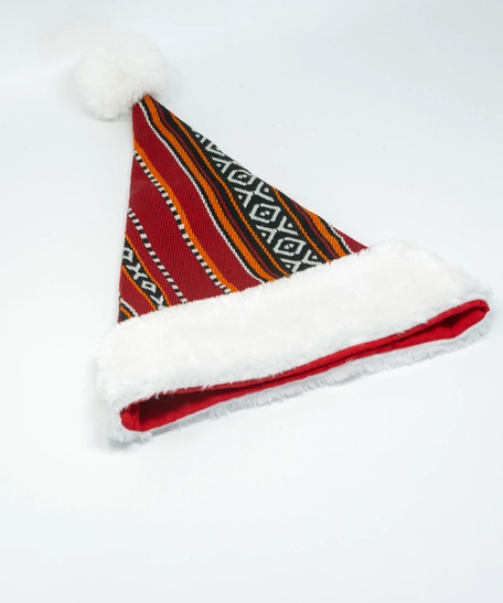 Santa Hat: Handmade Sadu Christmas hat in red and white colors