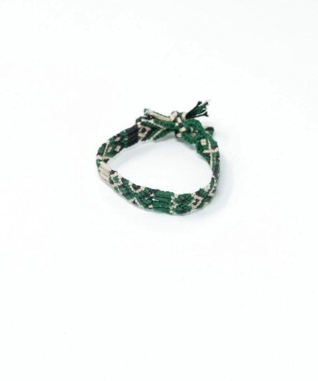 Friendship Bracelet: White and Green Braided Wool bracelet