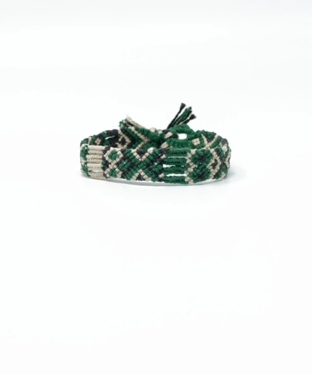 Friendship Bracelet: White and Green Braided Wool bracelet