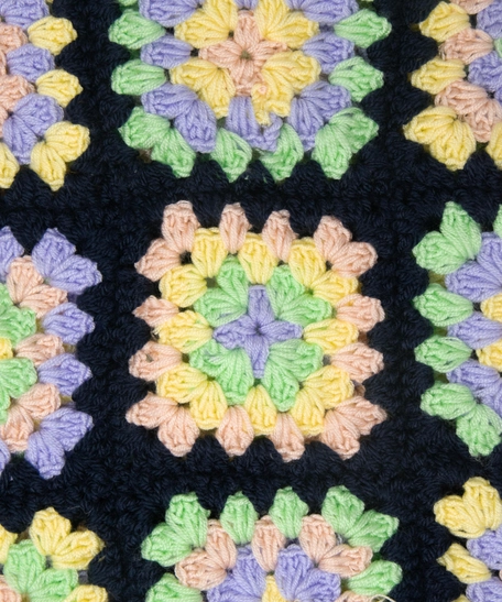 Handmade Crochet Floral T-shirt Purple, Yellow, and Green