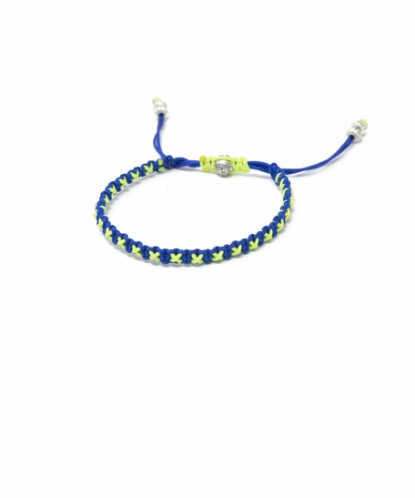 Friendship Bracelet: Adjustable Braided String Bracelet in Navy and Phosphorescent Colors