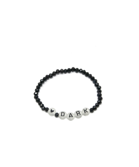 Black and White Beaded Bracelet with An English Word  (Dark)