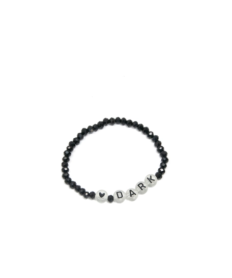 Black and White Beaded Bracelet with An English Word  (Dark)