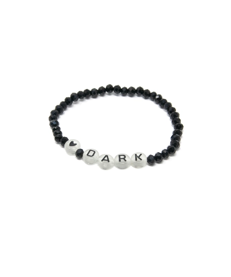 Black and White Beaded Bracelet with An English Word  (Dark)