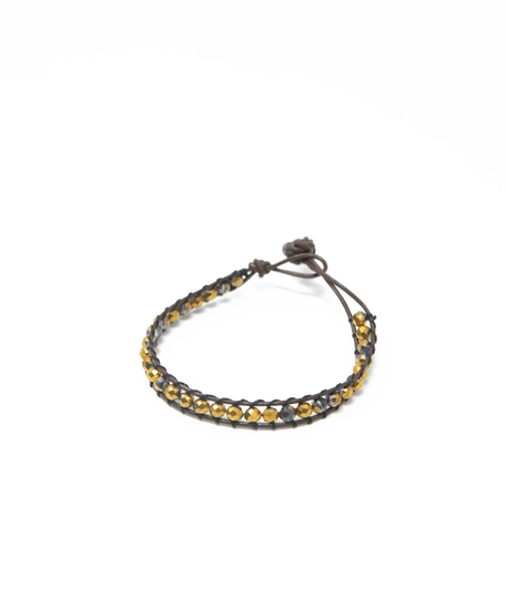 Beaded Accessories: Brown String Bracelet Made of Small Orange Beads