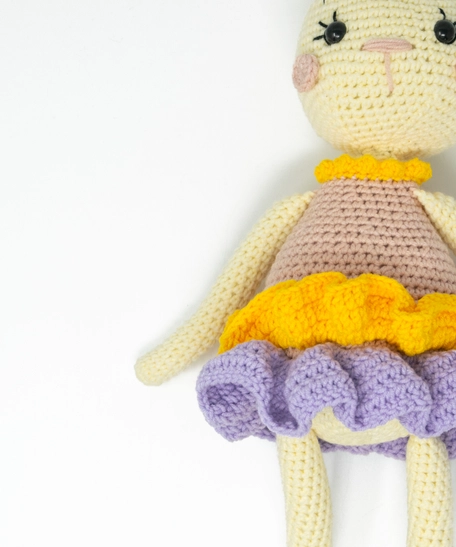 Crochet Toys: Cute Beige Stuffed Bunny Crochet Doll