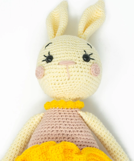 Crochet Toys: Cute Beige Stuffed Bunny Crochet Doll