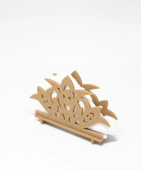 Elegant Brown Handcrafted Crown Shaped Table Napkin Holder with Base ​- 3D Printing