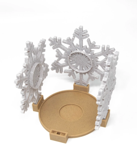 Christmas Decorations: Snowflake Candle Holders Set with Round Base - 3D Printing