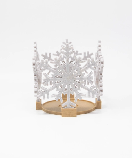 Christmas Decorations: Snowflake Candle Holders Set with Round Base - 3D Printing