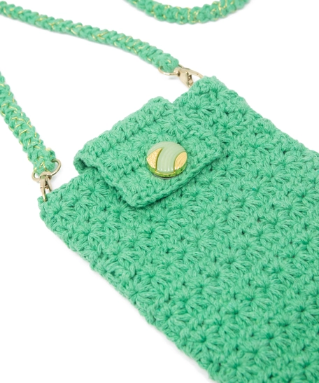 Elegant Handcrafted Green Macrame Small Crossbody bag