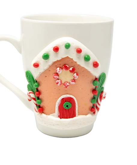 Christmas Mug - Handmade White Mug with Christmas Design