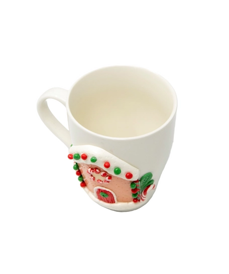 Christmas Mug - Handmade White Mug with Christmas Design