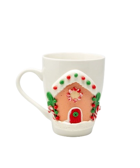 Christmas Mug - Handmade White Mug with Christmas Design