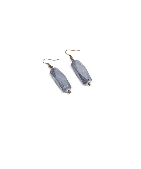 Fancy Stone Earrings: Copper Dangle eEarring with Gray Stone ​