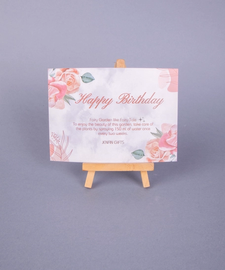 Special Birthday Gift: Pink Plant Pot with Fairy Garden Figure and Birthday Card