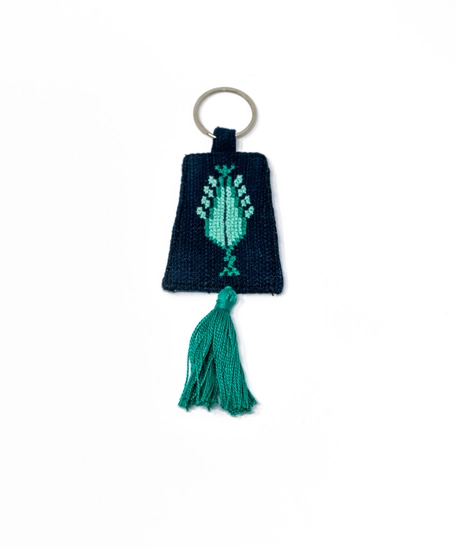 Heritage Keychain with Unique Hand Embroidery Design - Available in Two Colors - Baige and Fuchi