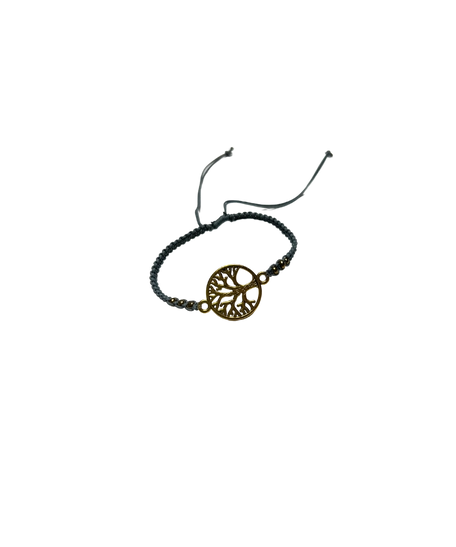 Adjustable Braided String Bracelet with Tree of Life Metal Pendant