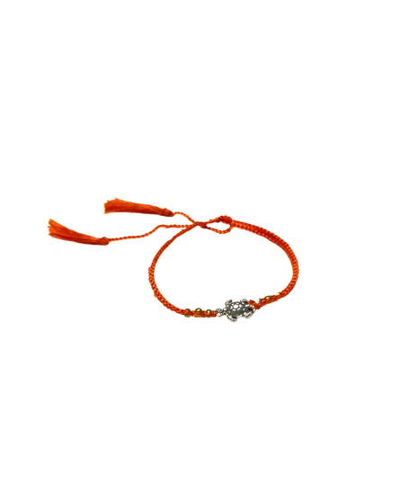 Adjustable Orange Turtle Bracelet - Handmade from Braided Thread