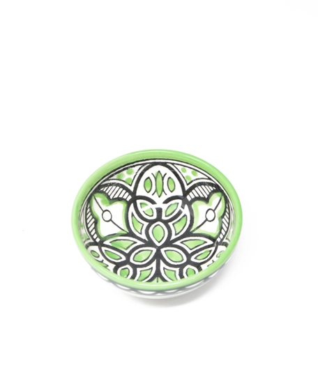 Small Bowl Decorated with An Elegant Hand-Painted Design - Available in Three Colours - Green