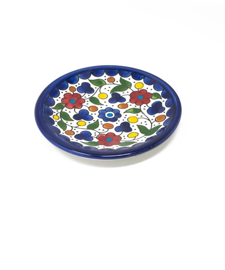 Small Round Breakfast Plate Adorned with Colorful Hand-Painted Ornaments