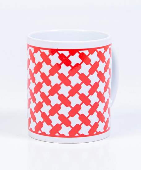 White Nescafe Mug with A Printed Jordanian Shemagh Design