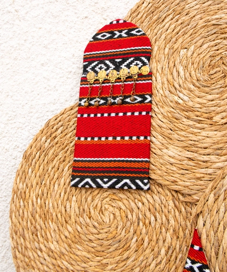 Ramadan Decorations - Heritage Wall Decor Handmade from Straw & Red Sadu Fabric
