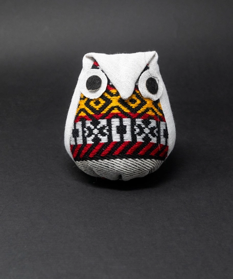 Gray Owl Door Stopper Decorated with Sadu Fabric - Available in Several Colors - Torques