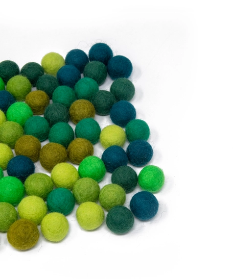 Colorful wool balls used with a wooden board game to teach children how to count! - Wool Balls Blue