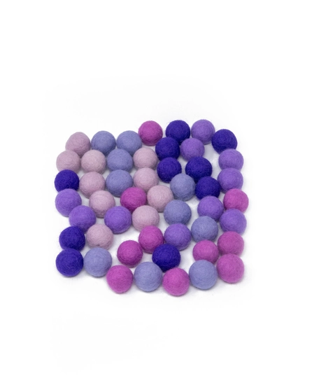 Colorful wool balls used with a wooden board game to teach children how to count! - Wool Balls Blue