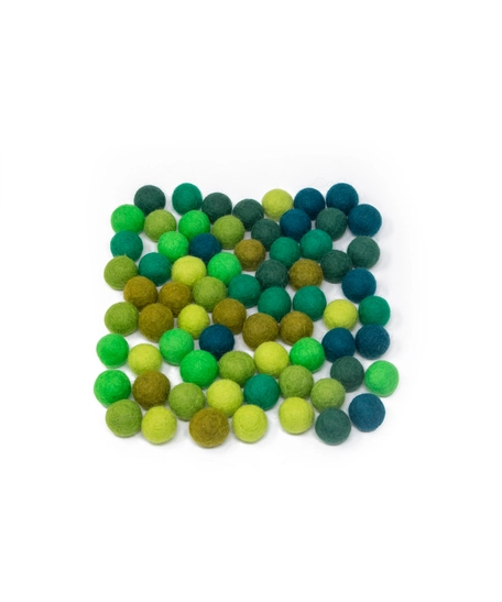 Colorful wool balls used with a wooden board game to teach children how to count! - Wool Balls Blue