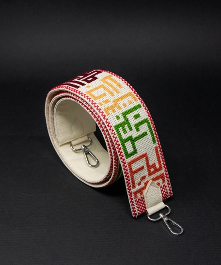 Hand-Embroidered Bag Strap - Palestinian City Design in Arabic calligraphy