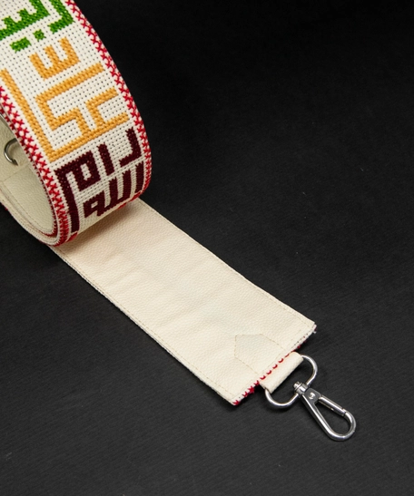 Hand-Embroidered Bag Strap - Palestinian City Design in Arabic calligraphy