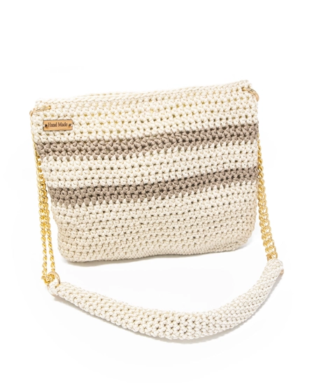 Crochet Bag in White and Beige